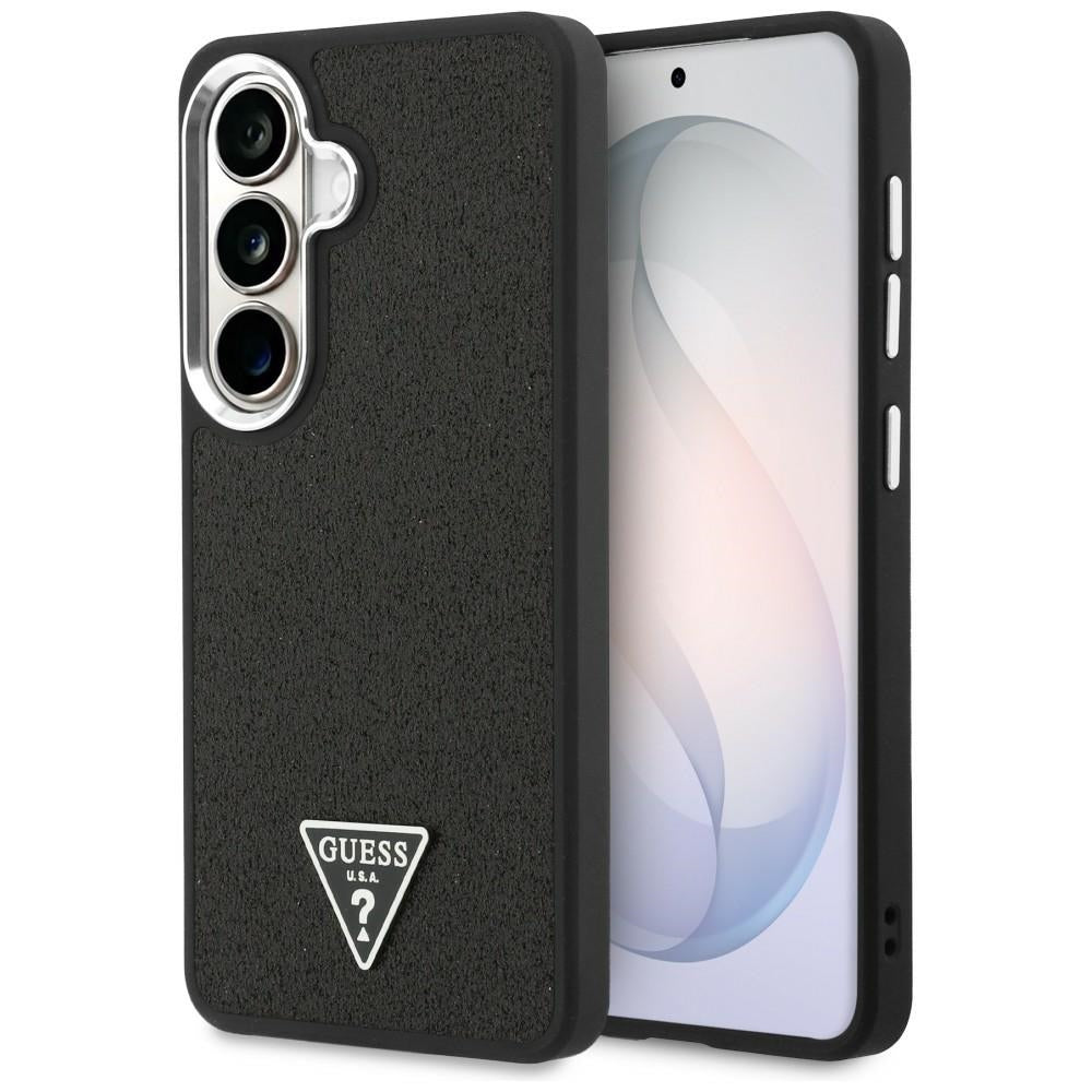 Funda MagSafe para Samsung Galaxy S26 Plus S947, Guess, Logo Triángulo con Purpurina Fija, Negra