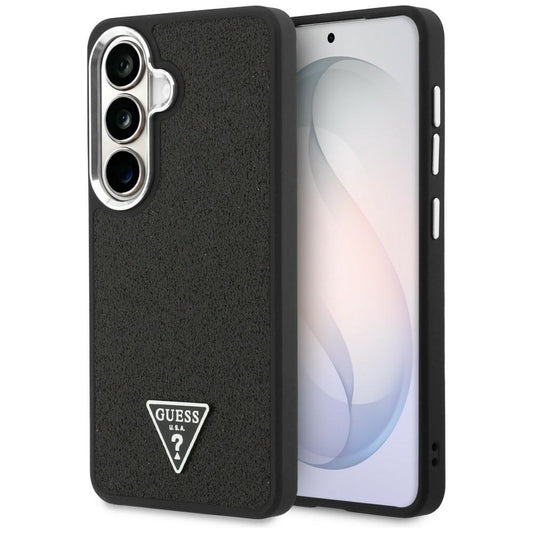 Funda MagSafe para Samsung Galaxy S26 Plus S947, Guess, Logo Triángulo con Purpurina Fija, Negra