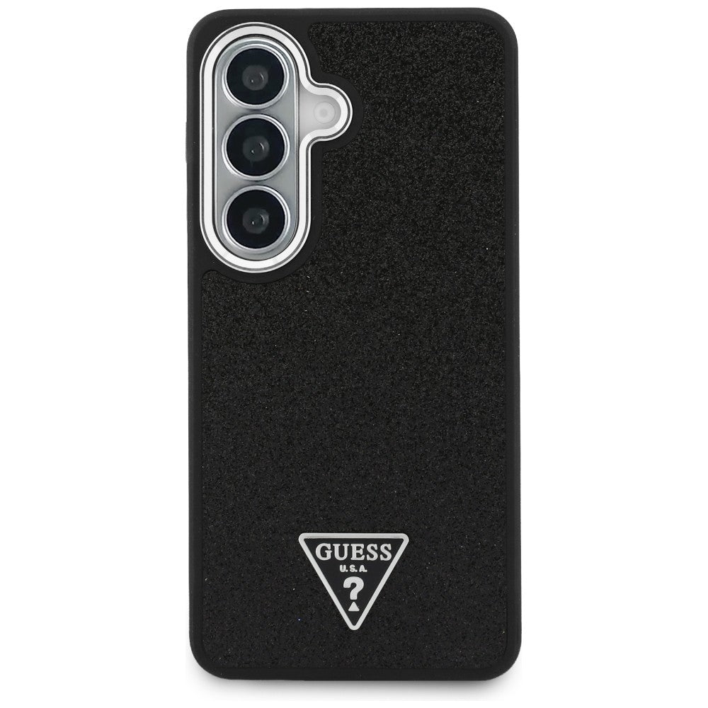 Funda MagSafe para Samsung Galaxy S26 Plus S947, Guess, Logo Triángulo con Purpurina Fija, Negra