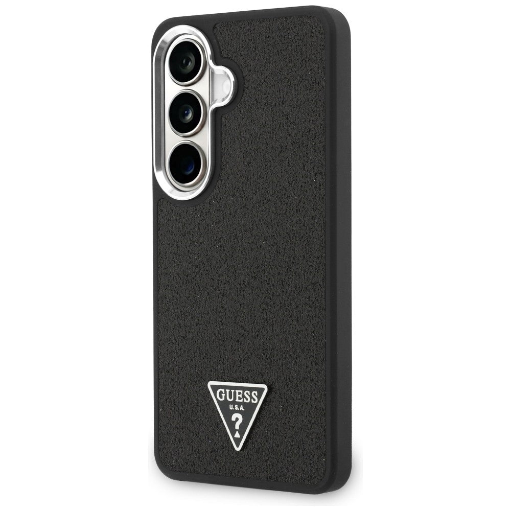 Funda MagSafe para Samsung Galaxy S26 Plus S947, Guess, Logo Triángulo con Purpurina Fija, Negra