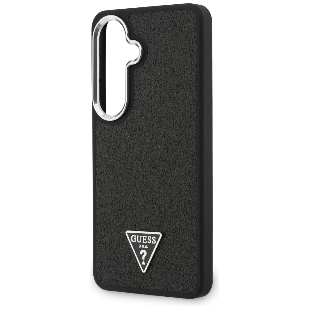 Funda MagSafe para Samsung Galaxy S26 Plus S947, Guess, Logo Triángulo con Purpurina Fija, Negra