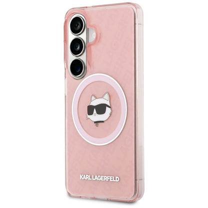 Funda MagSafe para Samsung Galaxy S26 Plus S947, Karl Lagerfeld, IML Choupette Head on KL Repeated Logo, Rosa