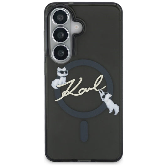 Funda MagSafe para Samsung Galaxy S26 Plus S947, Karl Lagerfeld, IML Choupette Karl Script Logo, Negra