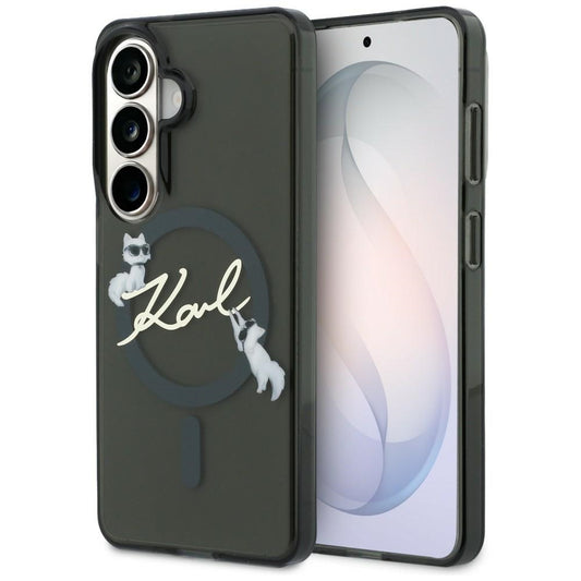Funda MagSafe para Samsung Galaxy S26 Plus S947, Karl Lagerfeld, IML Choupette Karl Script Logo, Negra