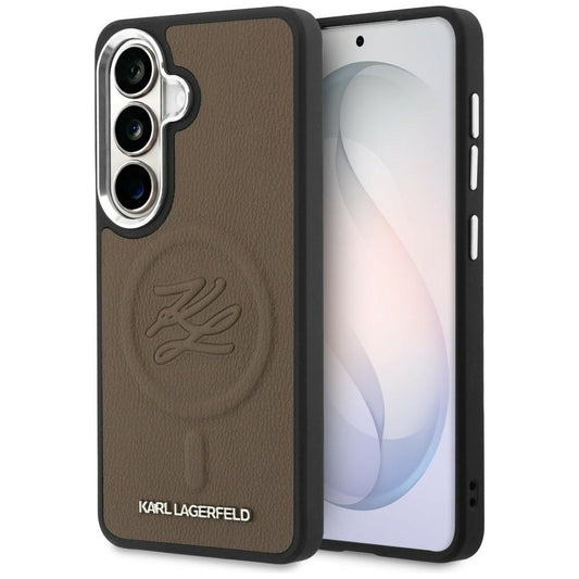 Funda MagSafe para Samsung Galaxy S26 Plus S947, Karl Lagerfeld, Initial Logo Debossed, Marrón