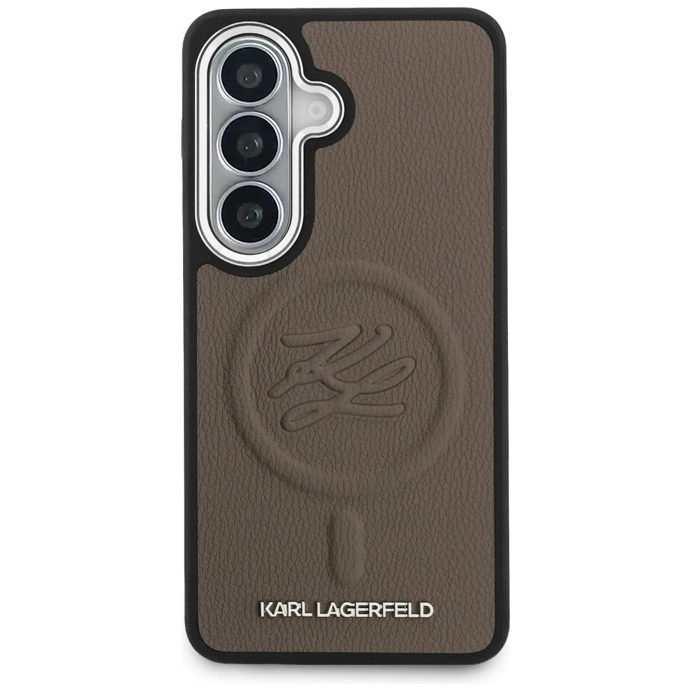 Funda MagSafe para Samsung Galaxy S26 Plus S947, Karl Lagerfeld, Initial Logo Debossed, Marrón