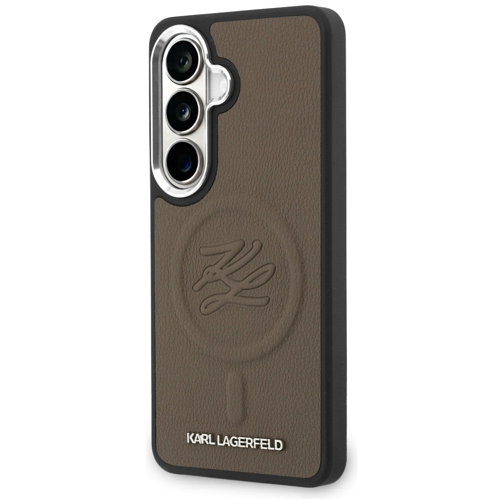 Funda MagSafe para Samsung Galaxy S26 Plus S947, Karl Lagerfeld, Initial Logo Debossed, Marrón