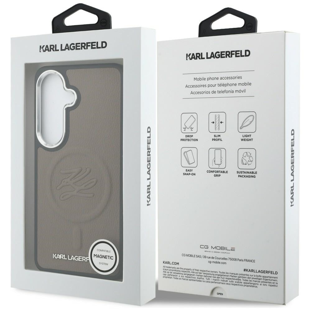 Funda MagSafe para Samsung Galaxy S26 Plus S947, Karl Lagerfeld, Initial Logo Debossed, Marrón