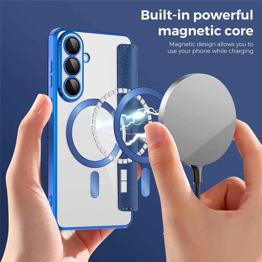 Funda MagSafe para Samsung Galaxy S26 Plus, Techsuit, SmartMag Book, Azul