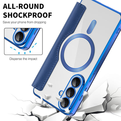 Funda MagSafe para Samsung Galaxy S26 Plus, Techsuit, SmartMag Book, Azul