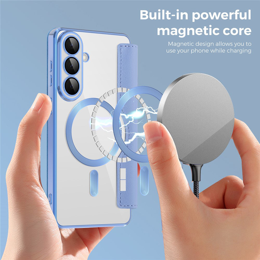 Funda MagSafe para Samsung Galaxy S26 Plus, Techsuit, SmartMag Book, Azul