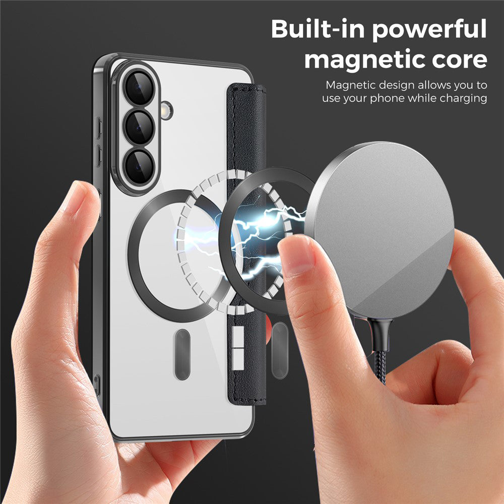 Funda MagSafe para Samsung Galaxy S26 Plus, Techsuit, SmartMag Book, Negra
