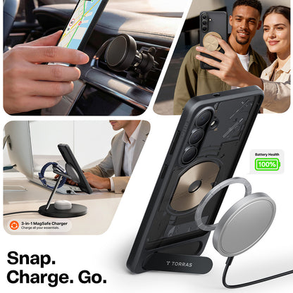 Funda MagSafe para Samsung Galaxy S26 Plus, Torras, Pstand, Negra