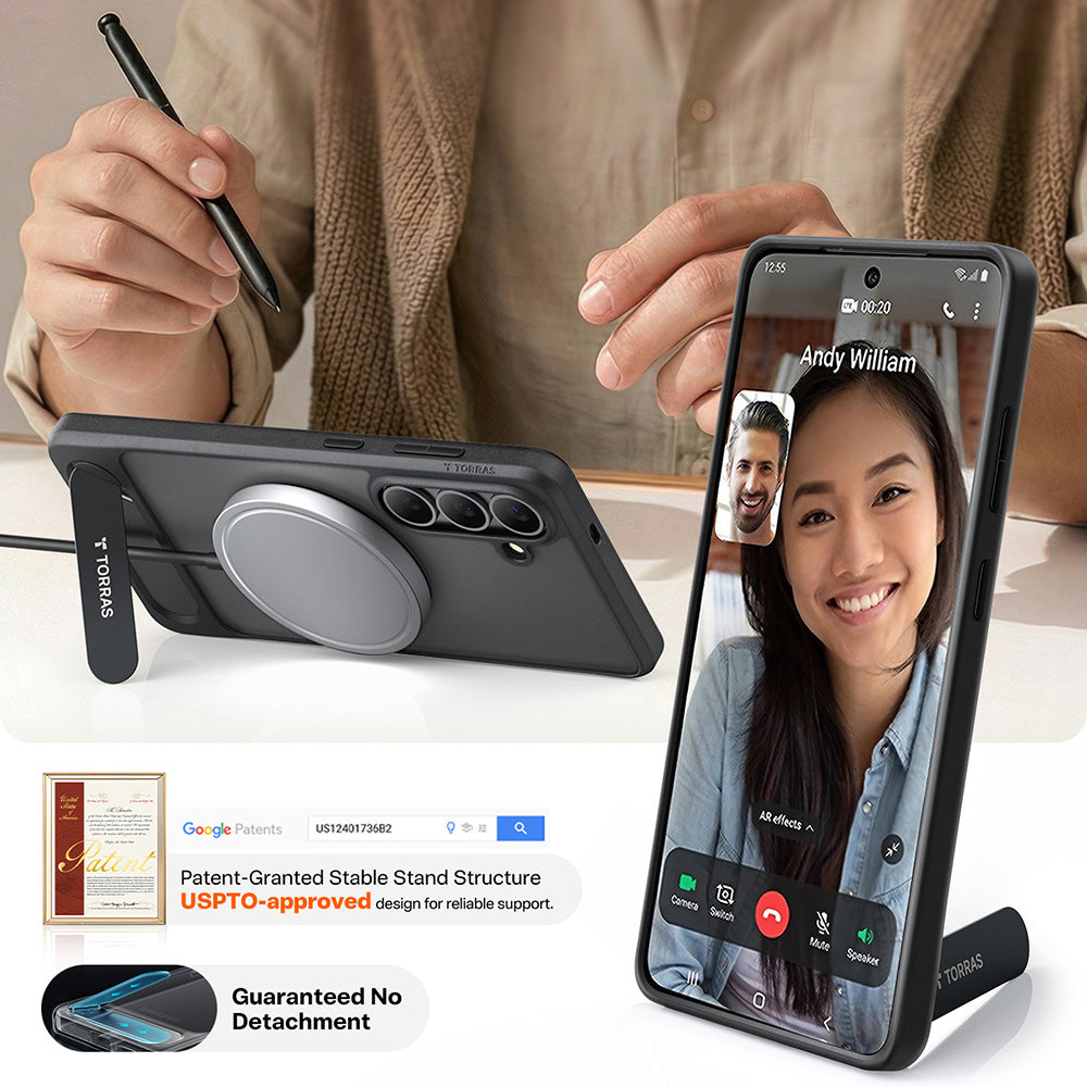 Funda MagSafe para Samsung Galaxy S26 Plus, Torras, Pstand, Negra