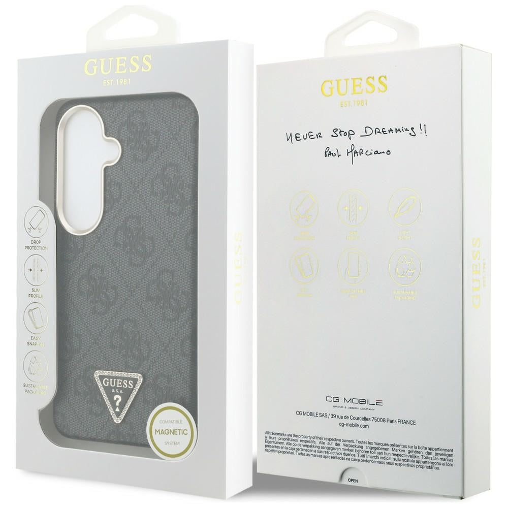 Funda MagSafe para Samsung Galaxy S26 S942, Guess, Logo Triángulo 4G, Negra