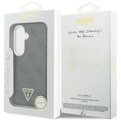 Funda MagSafe para Samsung Galaxy S26 S942, Guess, Logo Triángulo 4G, Negra