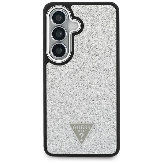 Funda MagSafe para Samsung Galaxy S26 S942, Guess, Logo Triángulo con Purpurina Fija, Plateada
