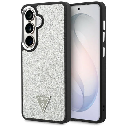 Funda MagSafe para Samsung Galaxy S26 S942, Guess, Logo Triángulo con Purpurina Fija, Plateada