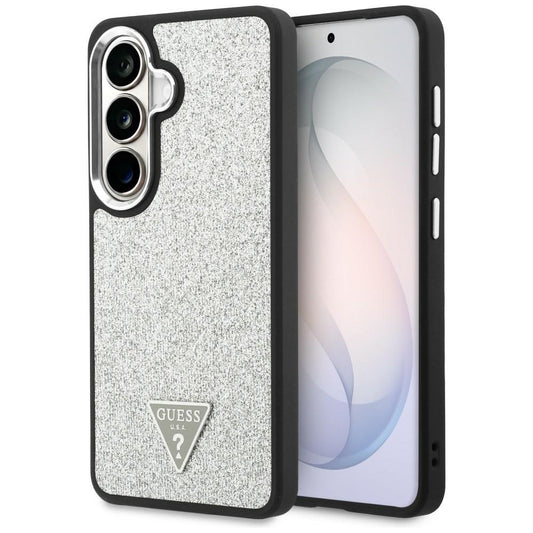 Funda MagSafe para Samsung Galaxy S26 S942, Guess, Logo Triángulo con Purpurina Fija, Plateada
