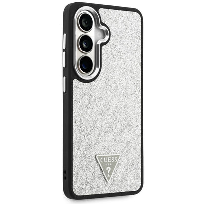 Funda MagSafe para Samsung Galaxy S26 S942, Guess, Logo Triángulo con Purpurina Fija, Plateada
