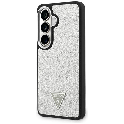 Funda MagSafe para Samsung Galaxy S26 S942, Guess, Logo Triángulo con Purpurina Fija, Plateada