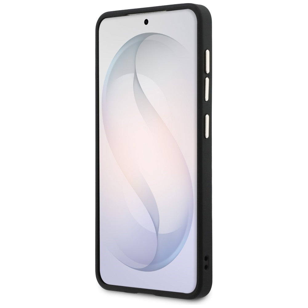 Funda MagSafe para Samsung Galaxy S26 S942, Guess, Saffiano Peony Embossed Ring, Negra