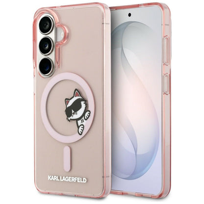 Funda MagSafe para Samsung Galaxy S26 S942, Karl Lagerfeld, IML Choupette Peekaboo Logo, Rosa