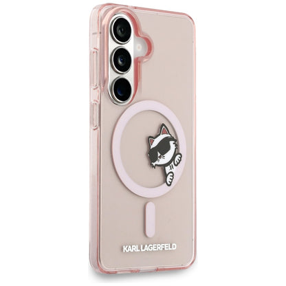 Funda MagSafe para Samsung Galaxy S26 S942, Karl Lagerfeld, IML Choupette Peekaboo Logo, Rosa
