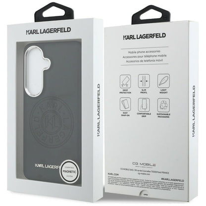 Funda MagSafe para Samsung Galaxy S26 S942, Karl Lagerfeld, Karl Round Point Logo, Negra