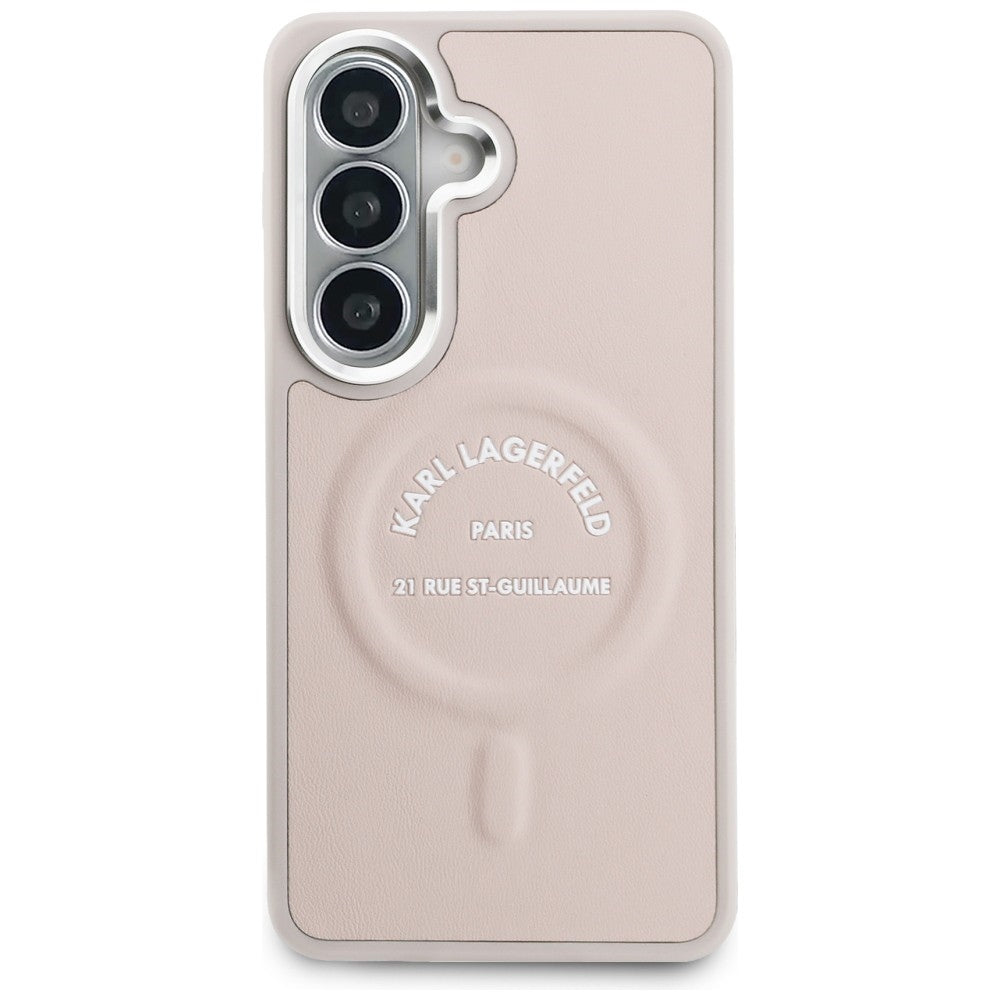 Funda MagSafe para Samsung Galaxy S26 S942, Karl Lagerfeld, Logo Karl RSG, Rosa