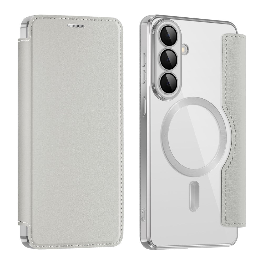 Funda MagSafe para Samsung Galaxy S26 S942, Techsuit, SmartMag Book, Gris