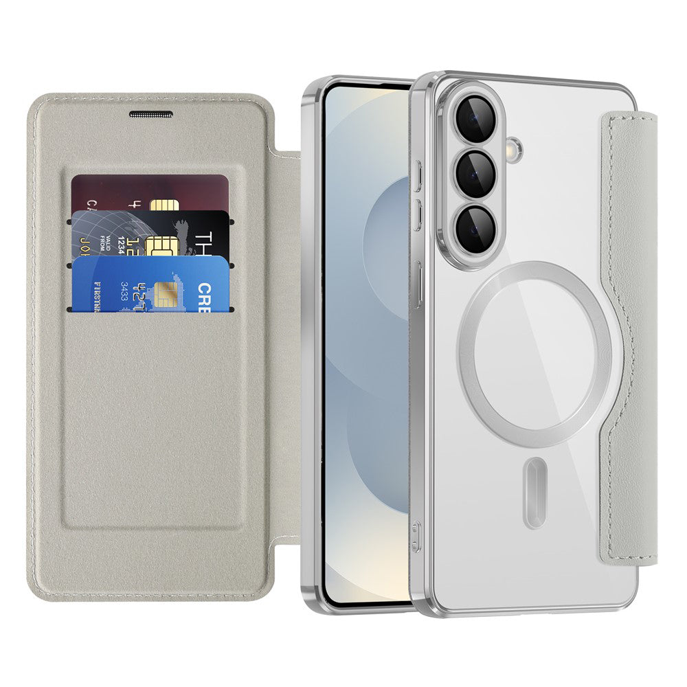 Funda MagSafe para Samsung Galaxy S26 S942, Techsuit, SmartMag Book, Gris