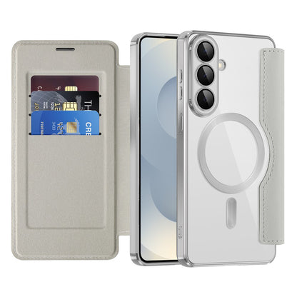 Funda MagSafe para Samsung Galaxy S26 S942, Techsuit, SmartMag Book, Gris