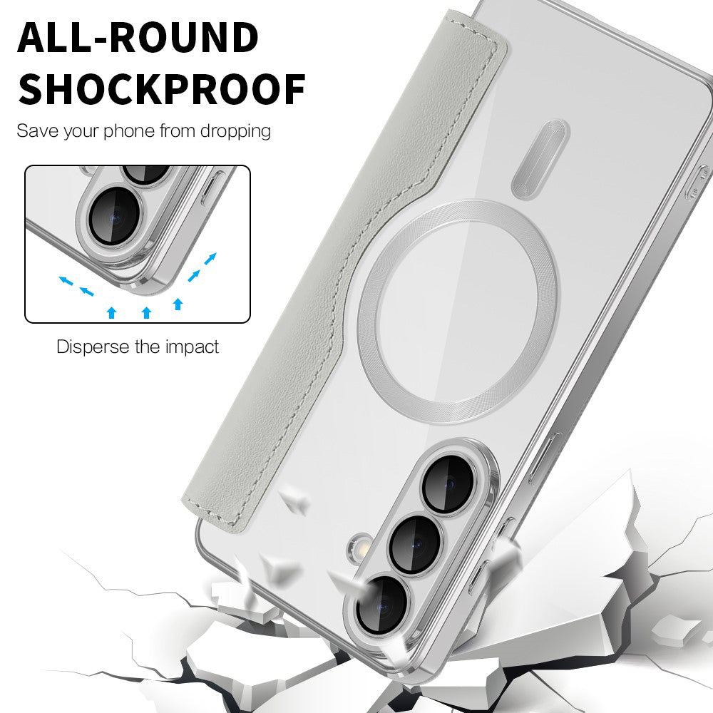 Funda MagSafe para Samsung Galaxy S26 S942, Techsuit, SmartMag Book, Gris