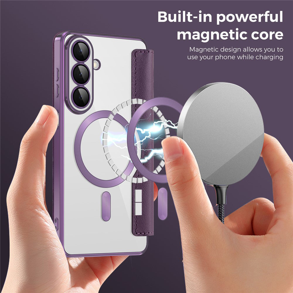 Funda MagSafe para Samsung Galaxy S26, Techsuit, SmartMag Book, Morado