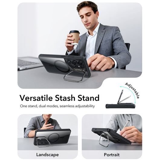 Funda MagSafe para Samsung Galaxy S26 Ultra, ESR, Classic Hybrid Kickstand, Negra Transparente