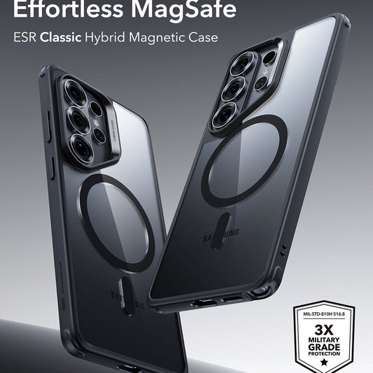 Funda MagSafe para Samsung Galaxy S26 Ultra, ESR, Classic Hybrid, Negra Transparente