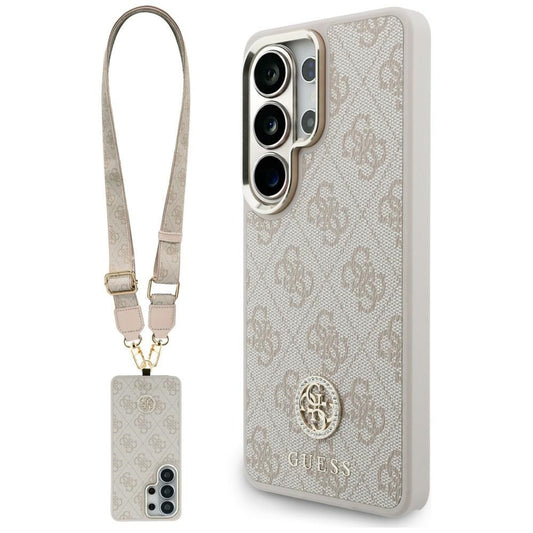 Funda MagSafe para Samsung Galaxy S26 Ultra S948, GUESS, 4G Big Rhinestone Triangle Strap, Rosa