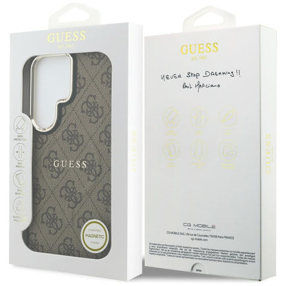 Funda MagSafe para Samsung Galaxy S26 Ultra S948, Guess, 4G Embossed Ring, Marrón