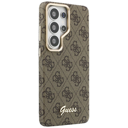 Funda MagSafe para Samsung Galaxy S26 Ultra S948, Guess, 4G Script Logo, Marrón