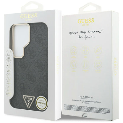 Funda MagSafe para Samsung Galaxy S26 Ultra S948, Guess, Logo Triángulo 4G, Negra