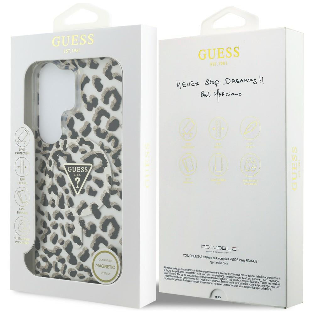 Funda MagSafe para Samsung Galaxy S26 Ultra S948, Guess, IML Leopard Pattern, Negra