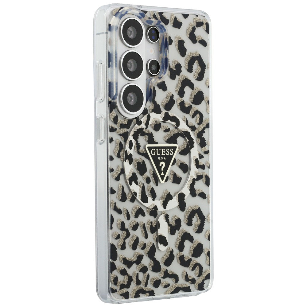 Funda MagSafe para Samsung Galaxy S26 Ultra S948, Guess, IML Leopard Pattern, Negra