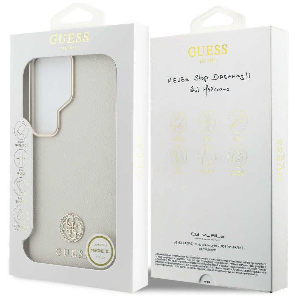 Funda MagSafe para Samsung Galaxy S26 Ultra S948, Guess, Rhinestone Round Logo, Beige