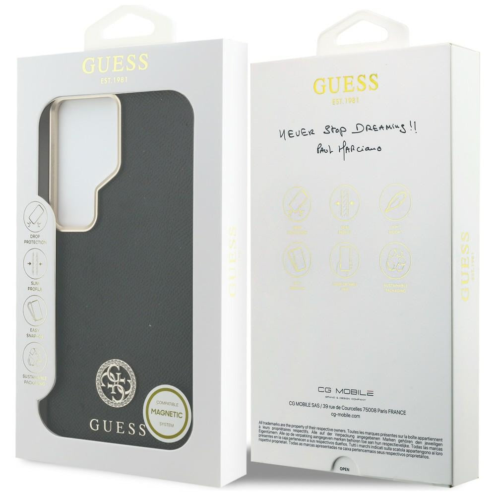 Funda MagSafe para Samsung Galaxy S26 Ultra S948, Guess, Rhinestone Round Logo, Negra