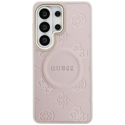 Funda MagSafe para Samsung Galaxy S26 Ultra S948, Guess, Saffiano Peony Embossed Ring, Rosa