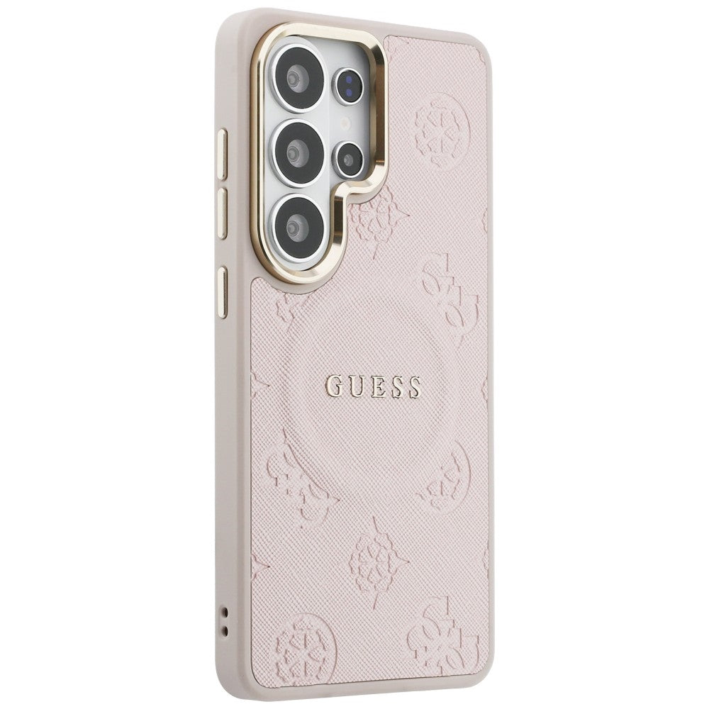 Funda MagSafe para Samsung Galaxy S26 Ultra S948, Guess, Saffiano Peony Embossed Ring, Rosa