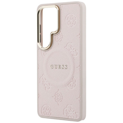 Funda MagSafe para Samsung Galaxy S26 Ultra S948, Guess, Saffiano Peony Embossed Ring, Rosa