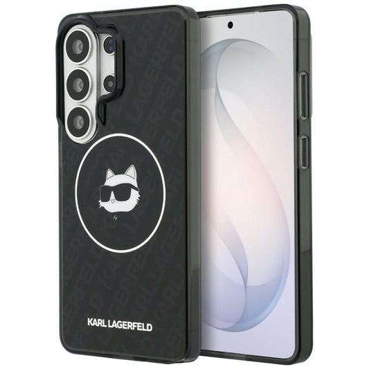Funda MagSafe para Samsung Galaxy S26 Ultra S948, Karl Lagerfeld, IML Choupette Head on KL Repeated Logo, Negra