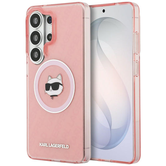 Funda MagSafe para Samsung Galaxy S26 Ultra S948, Karl Lagerfeld, IML Choupette Head on KL Repeated Logo, Rosa